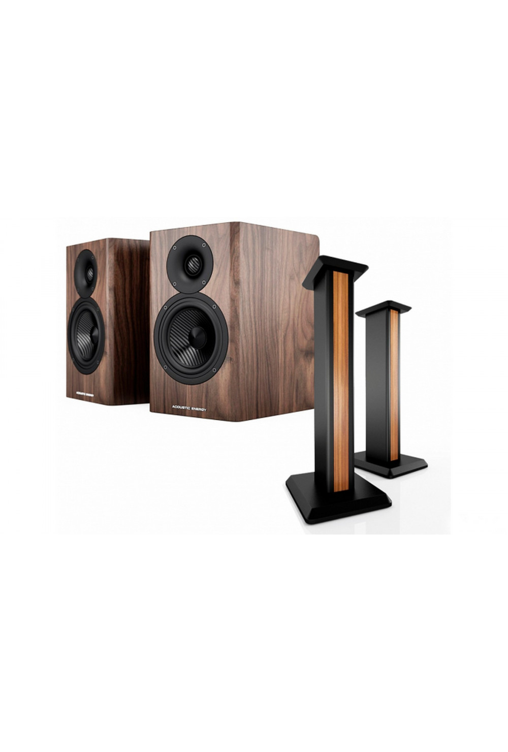 Acoustic Energy AE 500 & Stands Walnut Wood